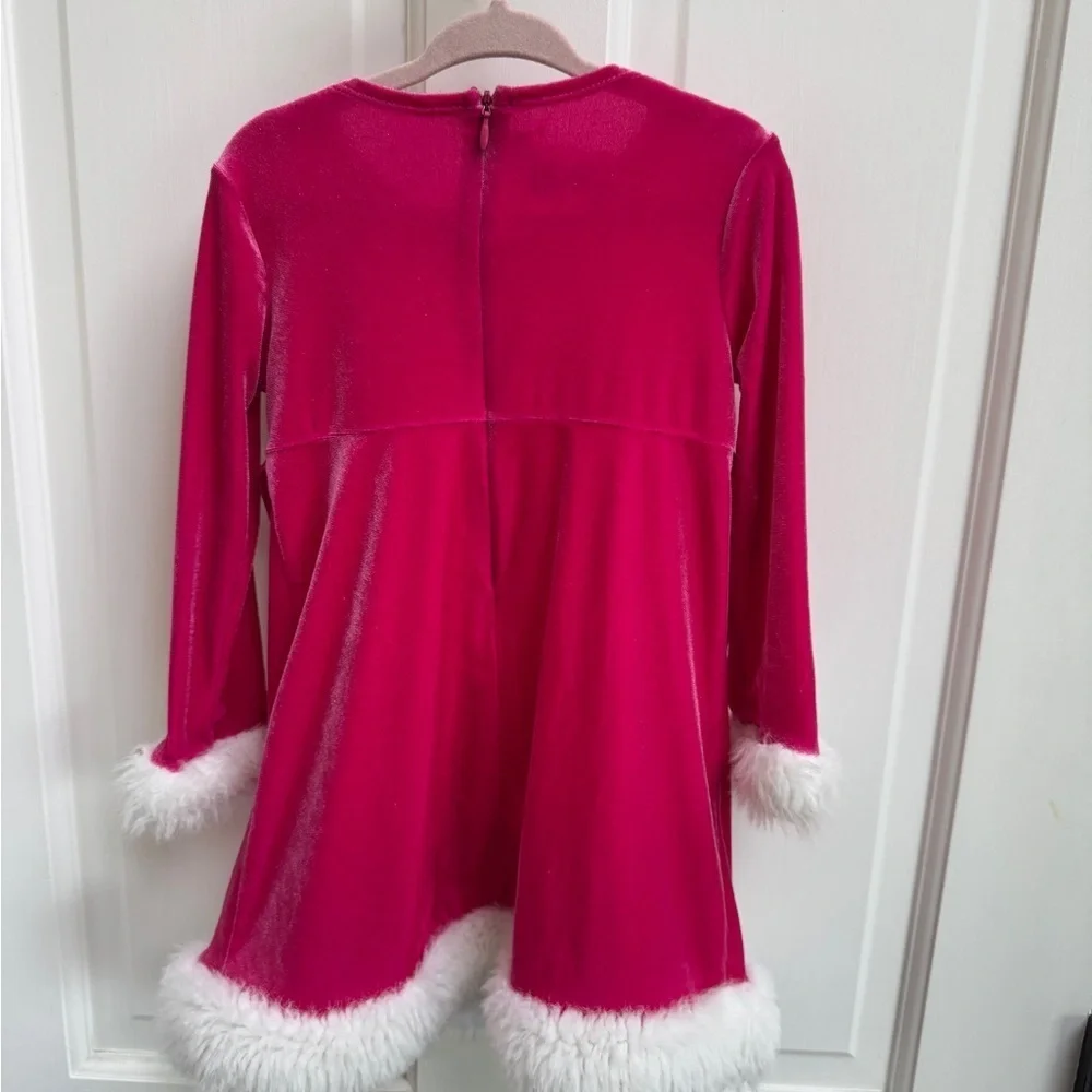 Bonnie Jean 3T Girls Pink & White Velvet Christmas Holiday Long Sleeve Dress - Picture 7 of 7